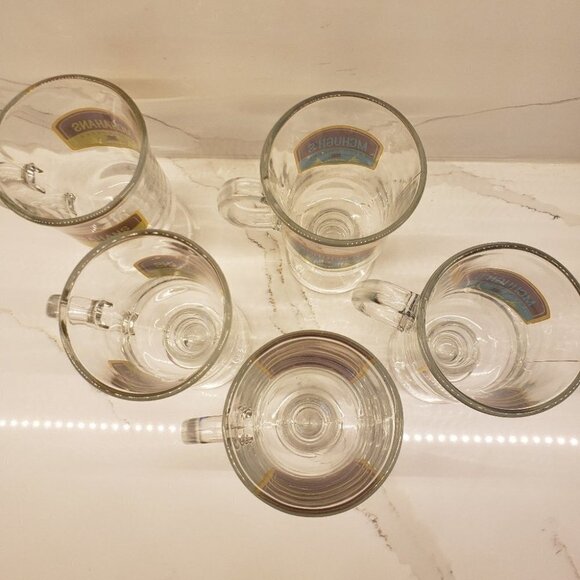 SET of 5 Irish Coffee Clear Glasses with logo Handle 2" Stem - Picture 6 of 14